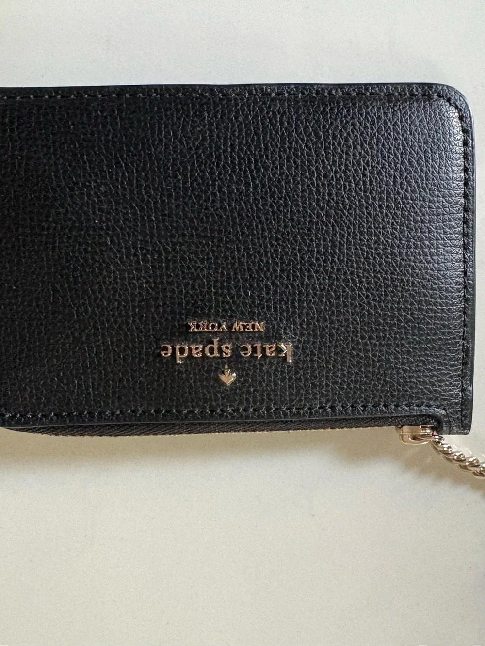 New! Kate Spade Black Zip Card Case Key Ring